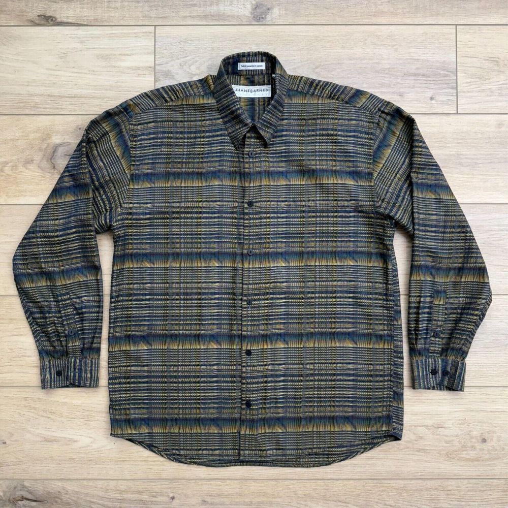 Stunning‎ Jhane Barnes Patterned Striped Multicolored Optical Button Down Shirt